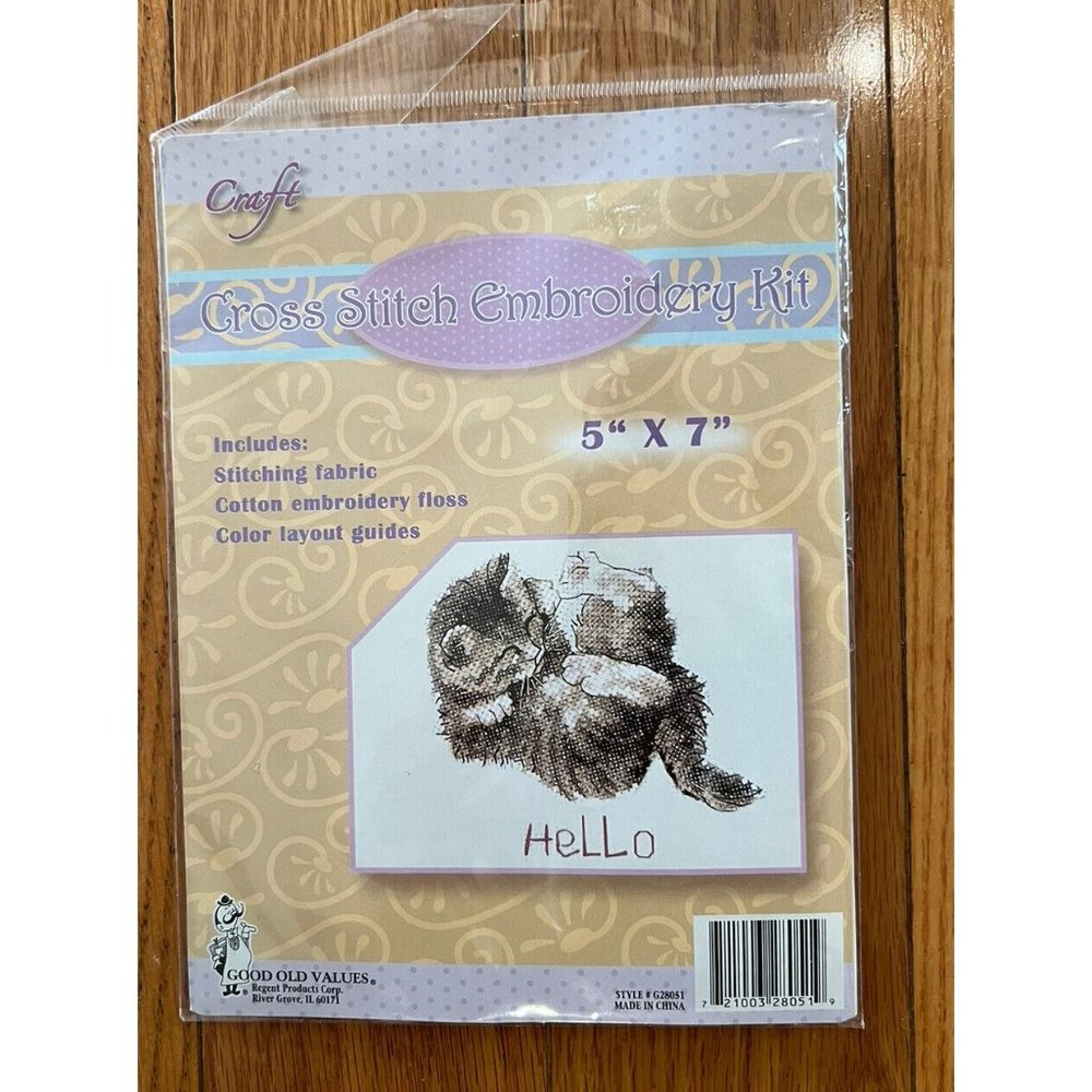 Craft Cross Stitch Embroidery Kit Hello Kitten